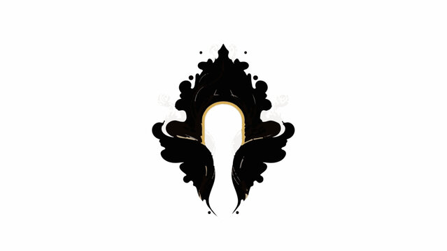 Abstract Rorschach inkblot test with golden arch shape