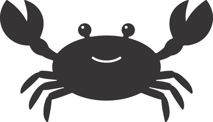 Simple cartoon crab illustration in solid black for graphic design projects