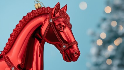 
Christmas tree decoration in the shape of a red horse