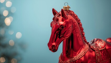 
Christmas tree decoration in the shape of a red horse