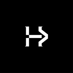 Modern minimalist letter H logo with a sharp arrow element. Professional white geometric monogram for logistics, sports, or tech growth branding. Sleek vector icon on black background