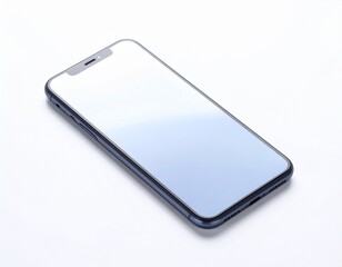 Sleek Modern Smartphone with Reflective Screen and Minimalist Design on White Surface