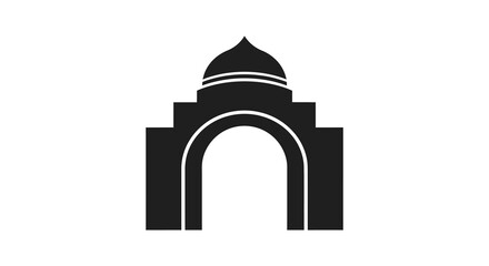 A striking black silhouette of an arched monument with a domed roof design silhouette