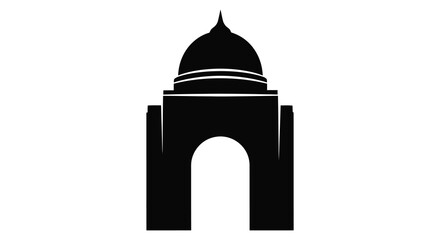 A striking black silhouette of an ornate architectural monument with a domed rooftop silhouette