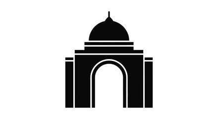 A striking black silhouette of an india gate structure showcasing architectural detail silhouette