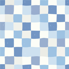Soft hand-drawn checkerboard seamless pattern