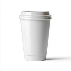 White Disposable Coffee Cup Mockup Isolated on White Background