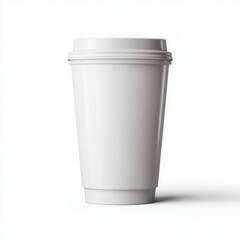 White Disposable Coffee Cup Mockup Isolated on White Background