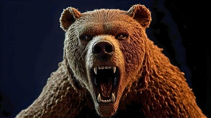 ニット製の獰猛な熊｜黒背景