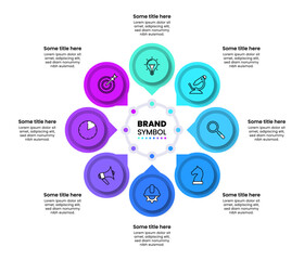 Infographic template. 8 circles with icons and title in the middle