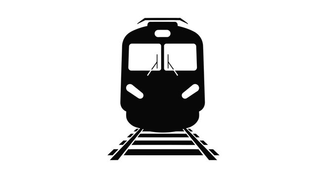 A striking depiction of a train s front view presented as a bold dark silhouette