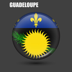 The national flag of Guadeloupe is round.Vector.A round 3d flag icon with high detail.A spherical illustration of the flag.
