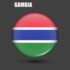 The national flag of The Gambia is round.Vector.A round 3d flag icon with high detail.A spherical illustration of the flag.