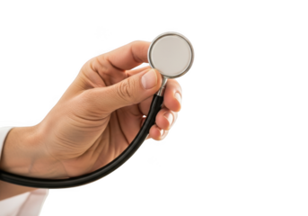 Doctor s hand holding a stethoscope isolated on transparent background