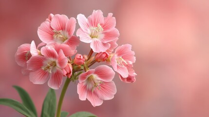 Fototapeta premium Delicate Pink Flowers with Soft Background for Nature Concepts, Floral Designs, and Spring Inspiration Photography