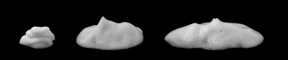 Soap foam bubbles isolated on black background, abstract cleaning texture perfect for hygiene, freshness, and design concepts. Ideal for advertising, backgrounds, and creative visual effects.