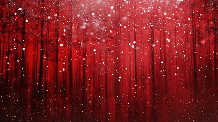 Pine decoration red backdrop snowfall glowing light accents