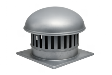 Metal roof vent ventilating airflow on transparent background