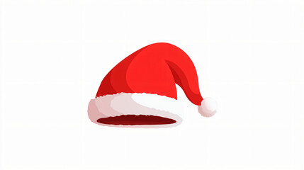 Classic red and white santa claus hat isolated on white background