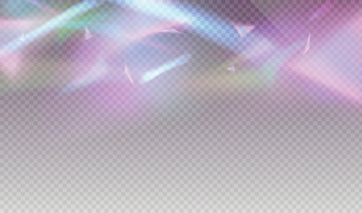 Vector illustration of iridescent holographic gradient background with soft rainbow prism effects on transparent overlay for design template