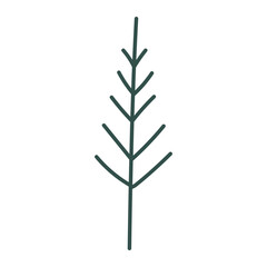 Christmas tree doodle. Hand drawn sketch. Vector illustration, flat design