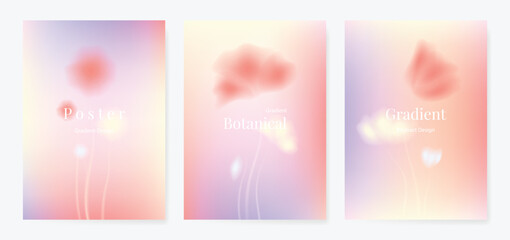 Fototapeta premium Abstract colorful gradient fruit card background set. Minimalist poster with lemon. Modern summer and spring wallpaper design for drink menu, promotion, beverages, ads.