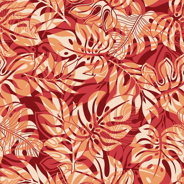 Abstract foliage patchwork vector seamless pattern for summer wear fabric swimwear beach towel swimming suit shirt pareo