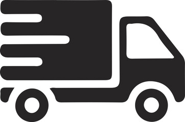 Delivery Truck icon. Black truck icon isolated on white background. Express delivery trucks icon. Fast shipping truck. Cargo vehicle and transportation symbols for logistics, shipping services.