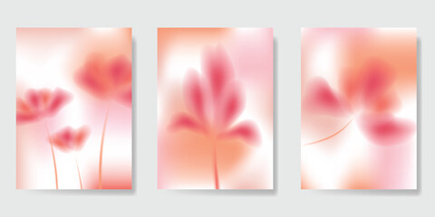 Fototapeta premium Abstract colorful gradient fruit card background set. Minimalist poster with lemon. Modern summer and spring wallpaper design for drink menu, promotion, beverages, ads.