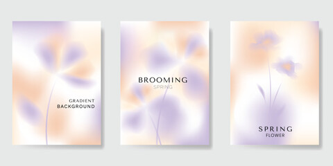 Fototapeta premium Abstract colorful gradient fruit card background set. Minimalist poster with lemon. Modern summer and spring wallpaper design for drink menu, promotion, beverages, ads.