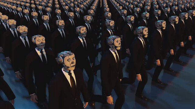 4k vj loop of marching cyborgs