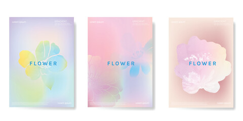 Fototapeta premium Abstract colorful gradient fruit card background set. Minimalist poster with lemon. Modern summer and spring wallpaper design for drink menu, promotion, beverages, ads.