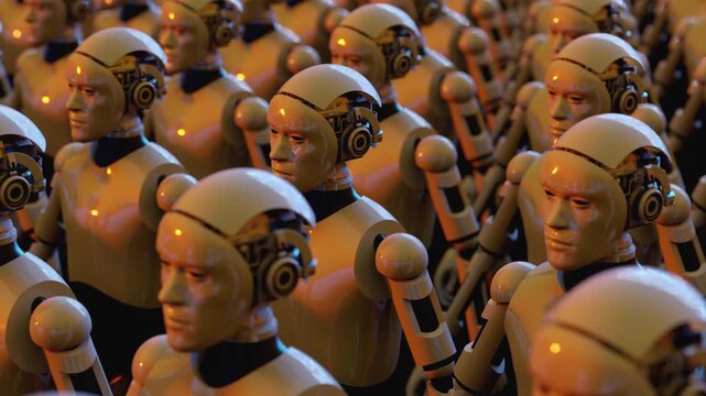 4k vj loop of marching cyborgs