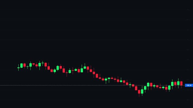 Digital stock market visualization with animated candlestick charts