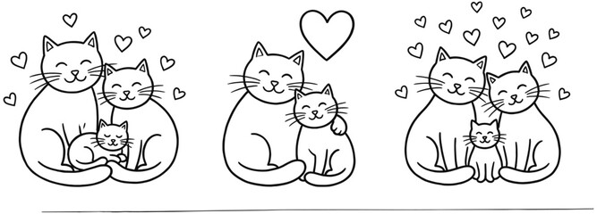 Romantic gay couple wedding illustration set, two men in suits holding hands and hugging with heart decorations, black and white vector.