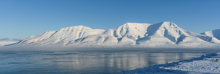 Svalbard. Winter in Longyearbyen Fjord