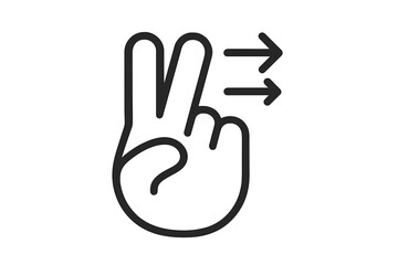 Obraz premium Outline icon showing a two finger swipe right gesture for mobile device interface control