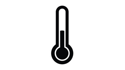 A simple black and white illustration of a classic mercury thermometer icon
