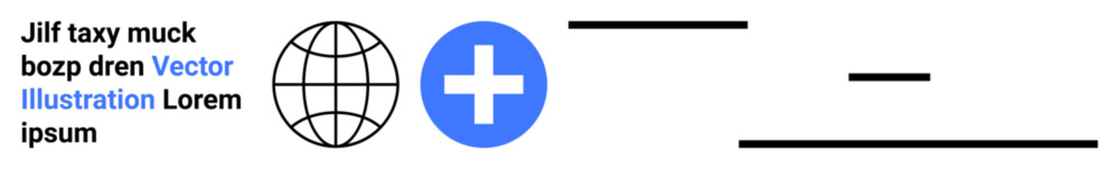 Global healthcare, medical services, digital communication, network structure, technology integration, data sharing. Globe, blue medical cross and lines. Global healthcare and medical services