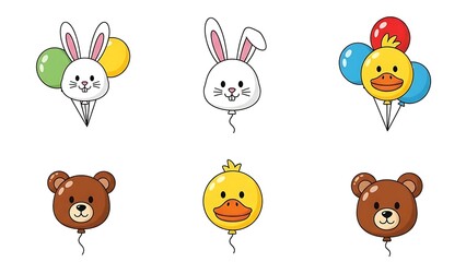 Obraz premium Cartoon animal balloons for celebrations and decorations