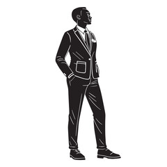 Black social work Silhouette Vector, High Quality Illustration on White Background