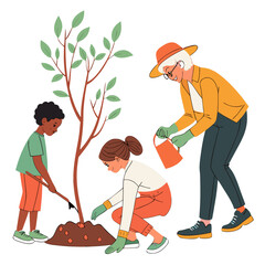 people planting trees