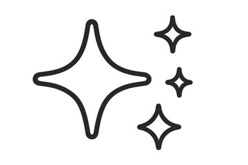 Minimalist outline star shapes representing shine sparkle or clean effect