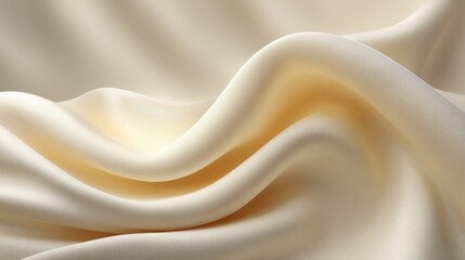 Obraz premium Soft Cream Satin Fabric Waves with Smooth Texture and Gentle Light Reflection for Elegant Textile Designs and Backgrounds