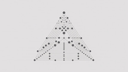 Abstract geometric triangle structure with connected dots and lines a minimalist digital illustration representing data or network connections on a light gray background