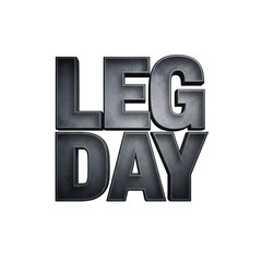 Metallic 3 D Text Leg Day on Black Background fitness workout