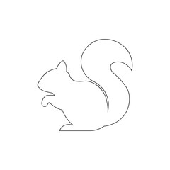 Simple red squirrel outline icon vector flat design on white background.