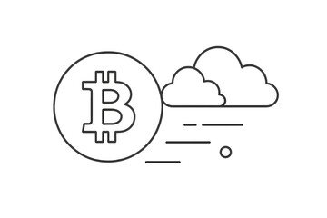 Financial technology concept showing digital currency linked to cloud storage