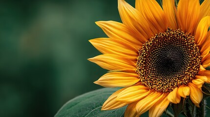 Close-Up of Bright Yellow Flower with Intricate Petals and Center on Green Background.