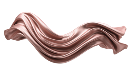 Rose gold satin fabric flowing isolated on a transparent background